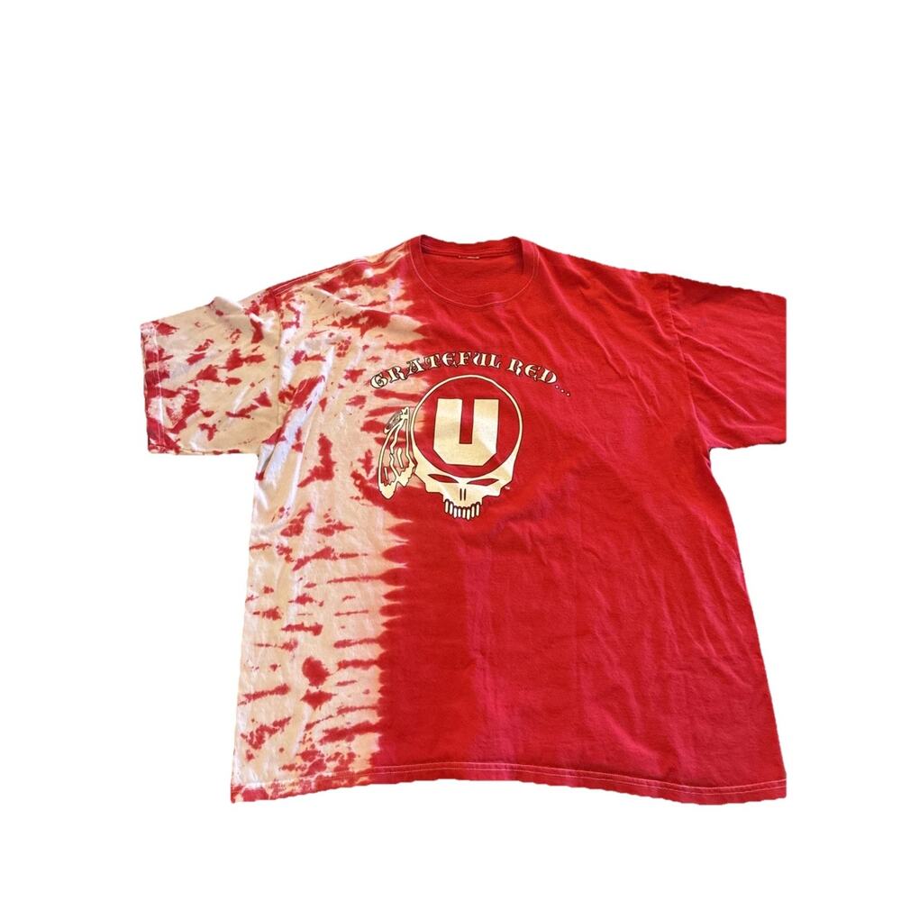 University of Utah Utes Grateful Red Tie Dye Y2K Retro Style NCAA Tee : Size XL